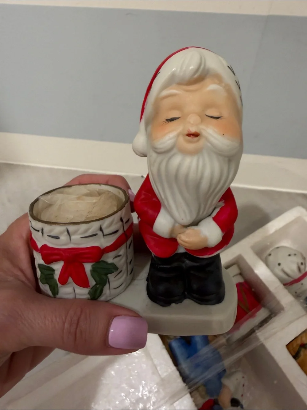 Vintage Jasco 1978 Christmas Lovekins Ceramic Votice & Figurine Set of 8